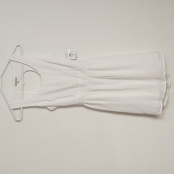 White Open Heart Cut Out Back Chiffon Skater Dress Charlotte Russe b38 - Picture 2 of 10